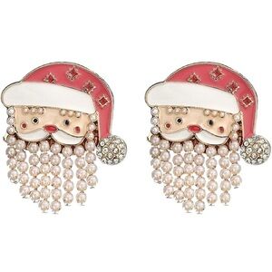 Christmas Santa Claus Pearl Fringe Earrings – Festive Holiday Jewelry